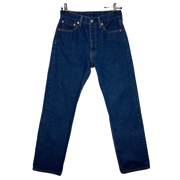 Levis 501 Jeans Mens 30x32 Blue Measures 29x31 Dark Wash Button Fly Workwear - Picture 1 of 12